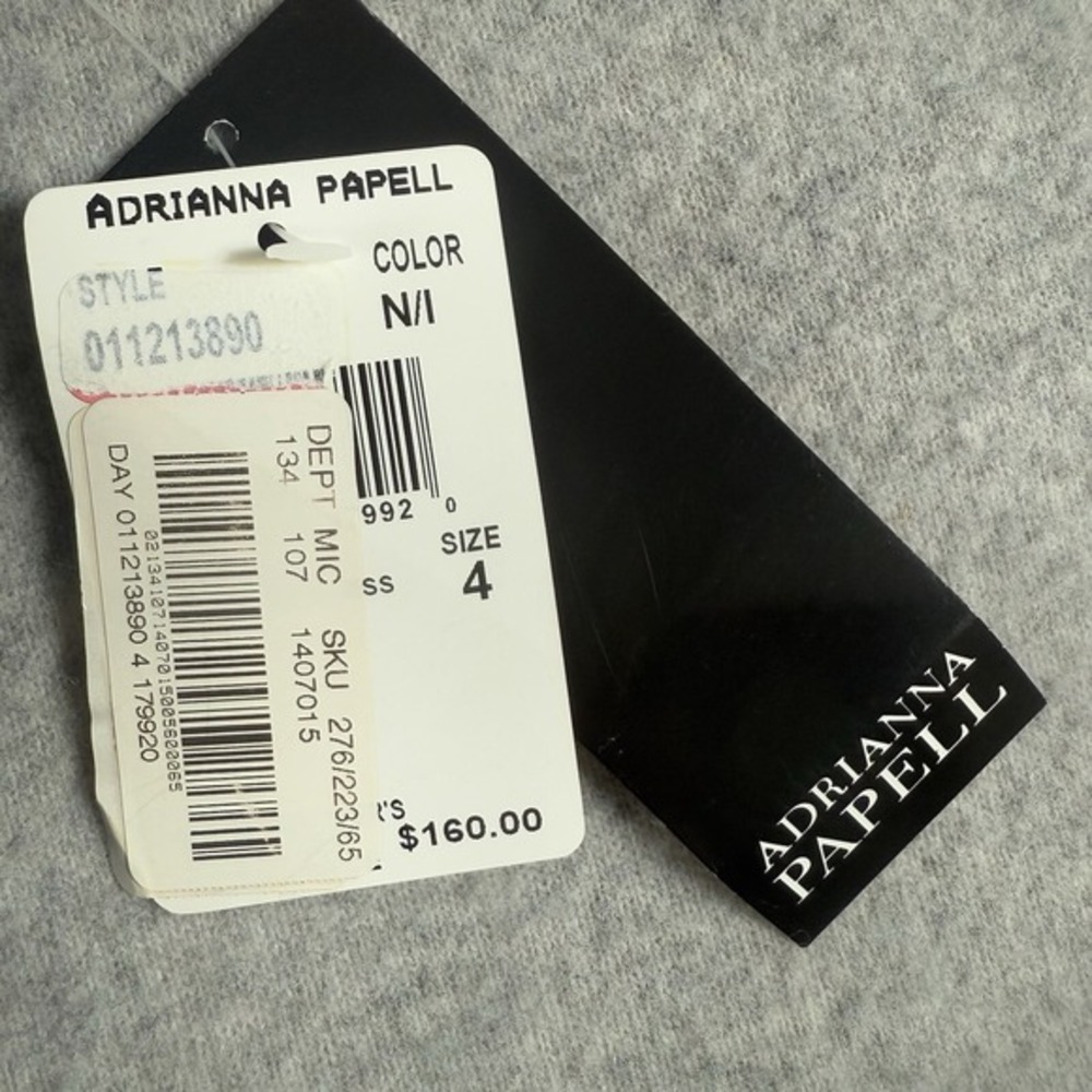 Adrianna Papell Womens 4 Navy Polka Dot Chiffon Ruffle Fit & Flare Dress NWT - Picture 6 of 12